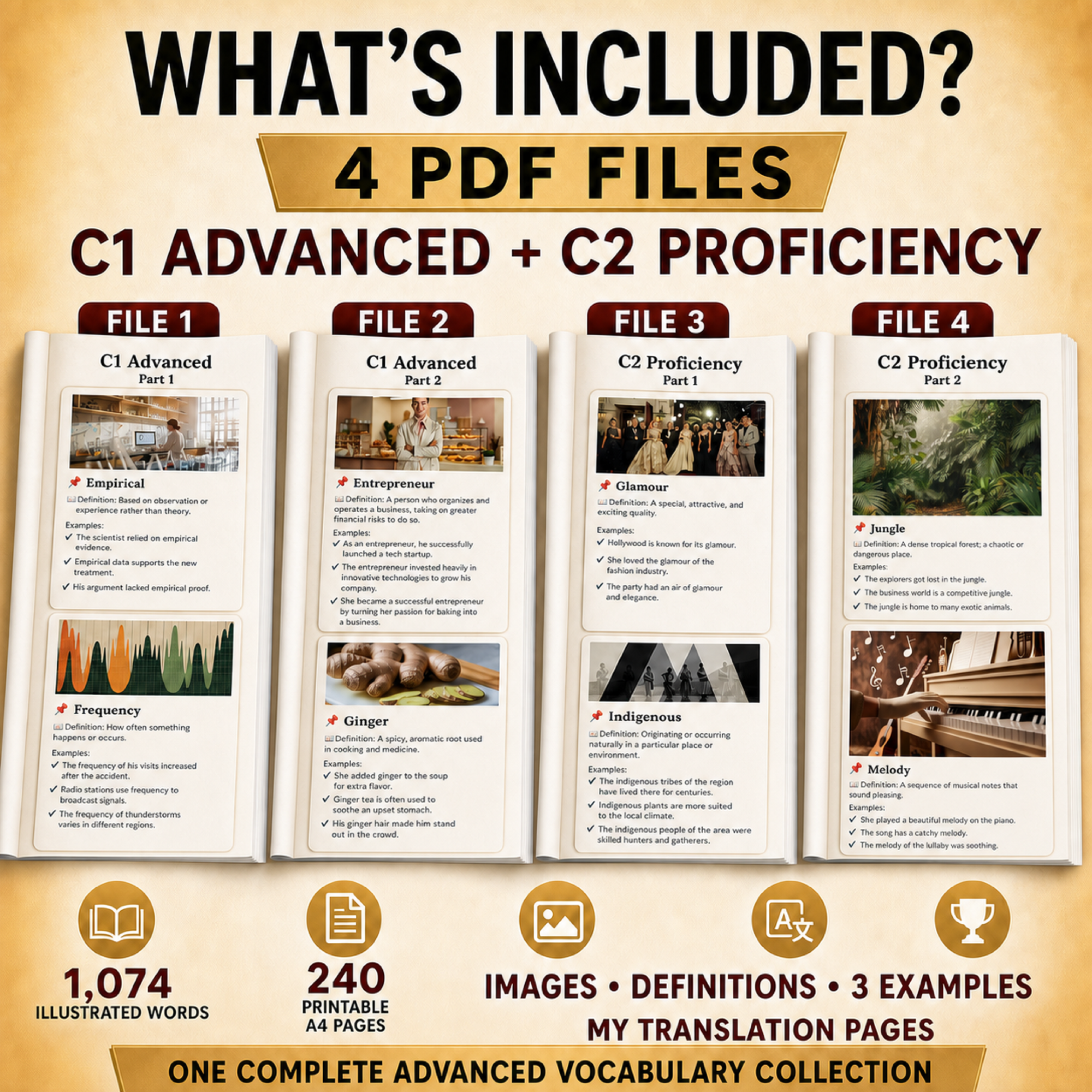 English Flashcards Printable PDF | 1074 Vocabulary Cards | C1 Advanced English | ESL Learning