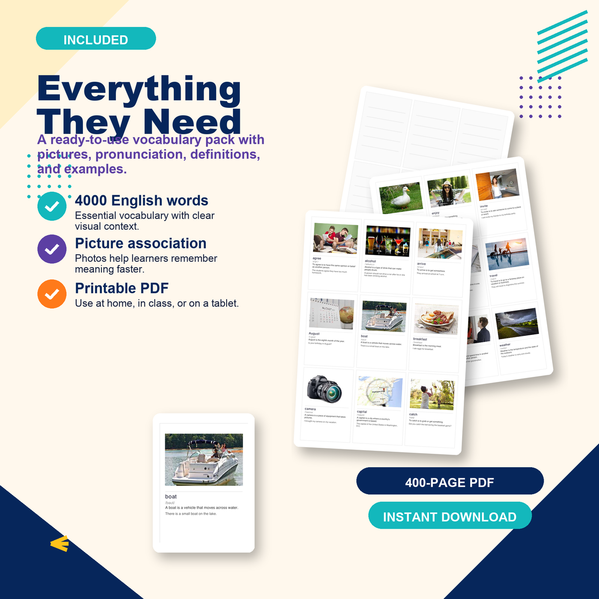 4000 English Vocabulary Flashcards PDF | A1–C1 ESL Learning | Download