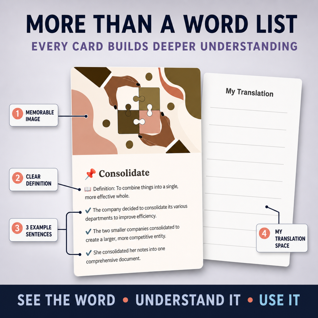 English Flashcards Printable PDF | 716 Vocabulary Cards | B2 Upper Intermediate English | ESL Learning