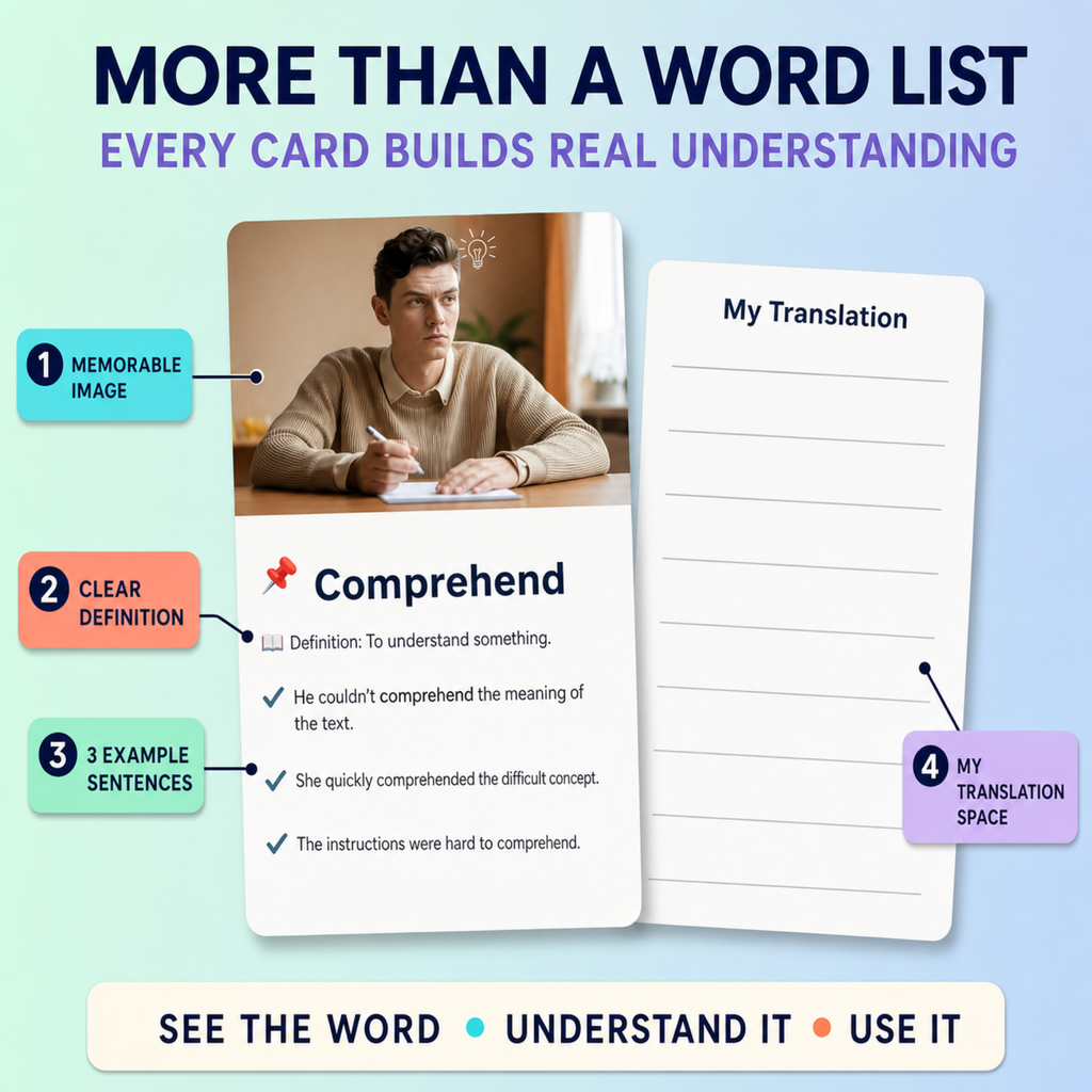 English Flashcards Printable PDF | 716 Vocabulary Cards | B1 Intermediate English | ESL Learning | Instant Download