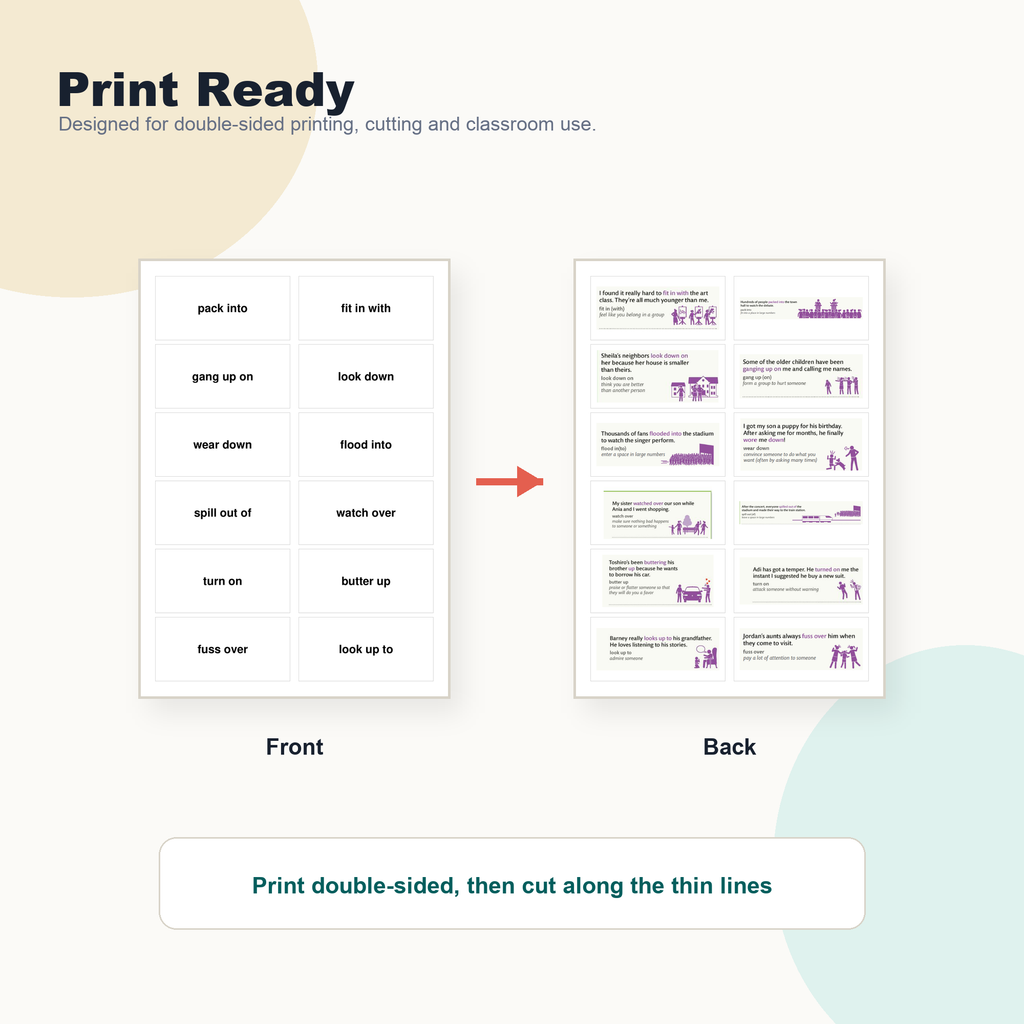 991 Phrasal Verb Flashcards PDF | Printable ESL Cards with Pictures