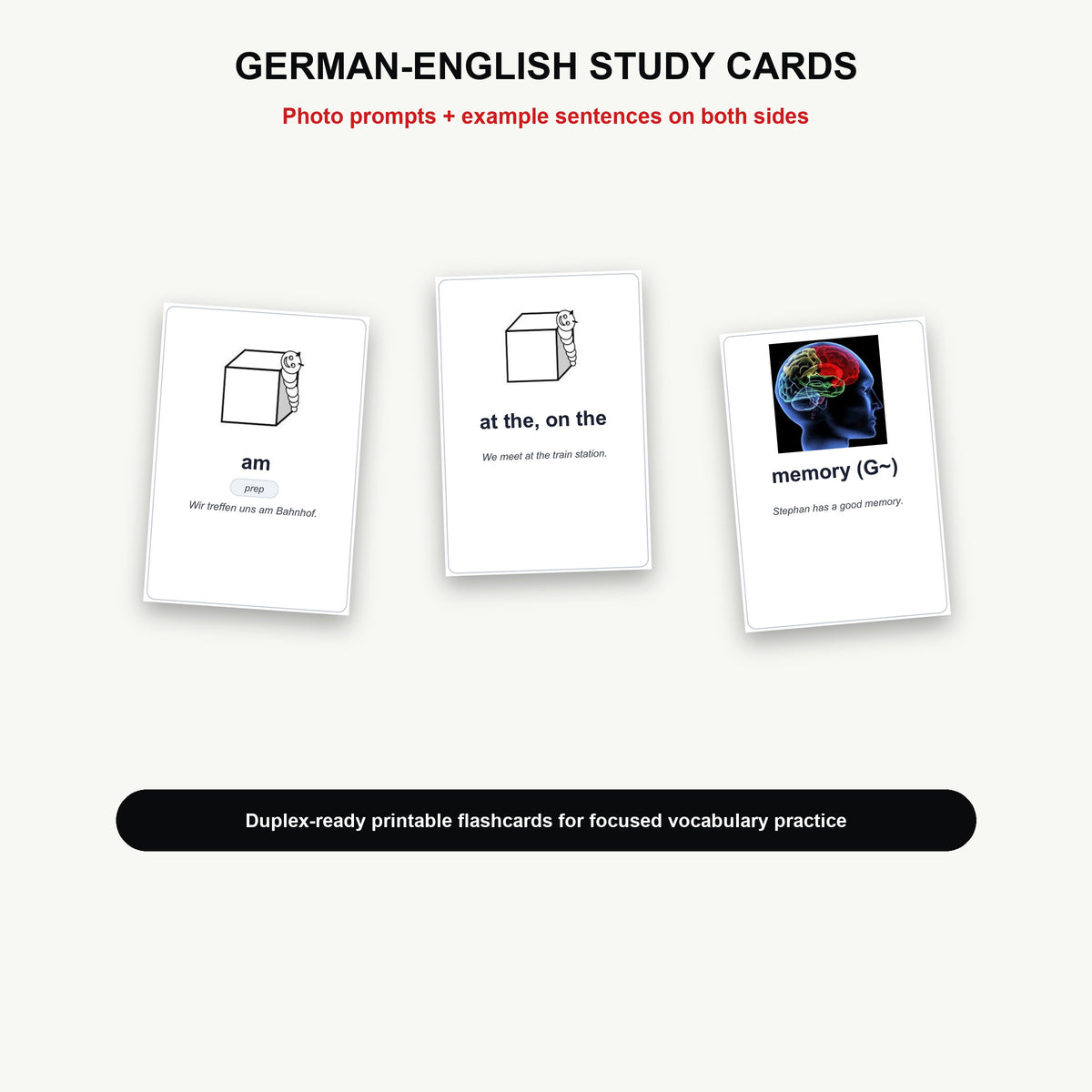 4250 German Vocabulary Flashcards | A1-C2 Levels, German-English Study Cards (PDF Download)