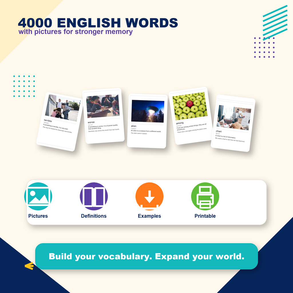 4000 English Vocabulary Flashcards PDF | A1–C1 ESL Learning | Download