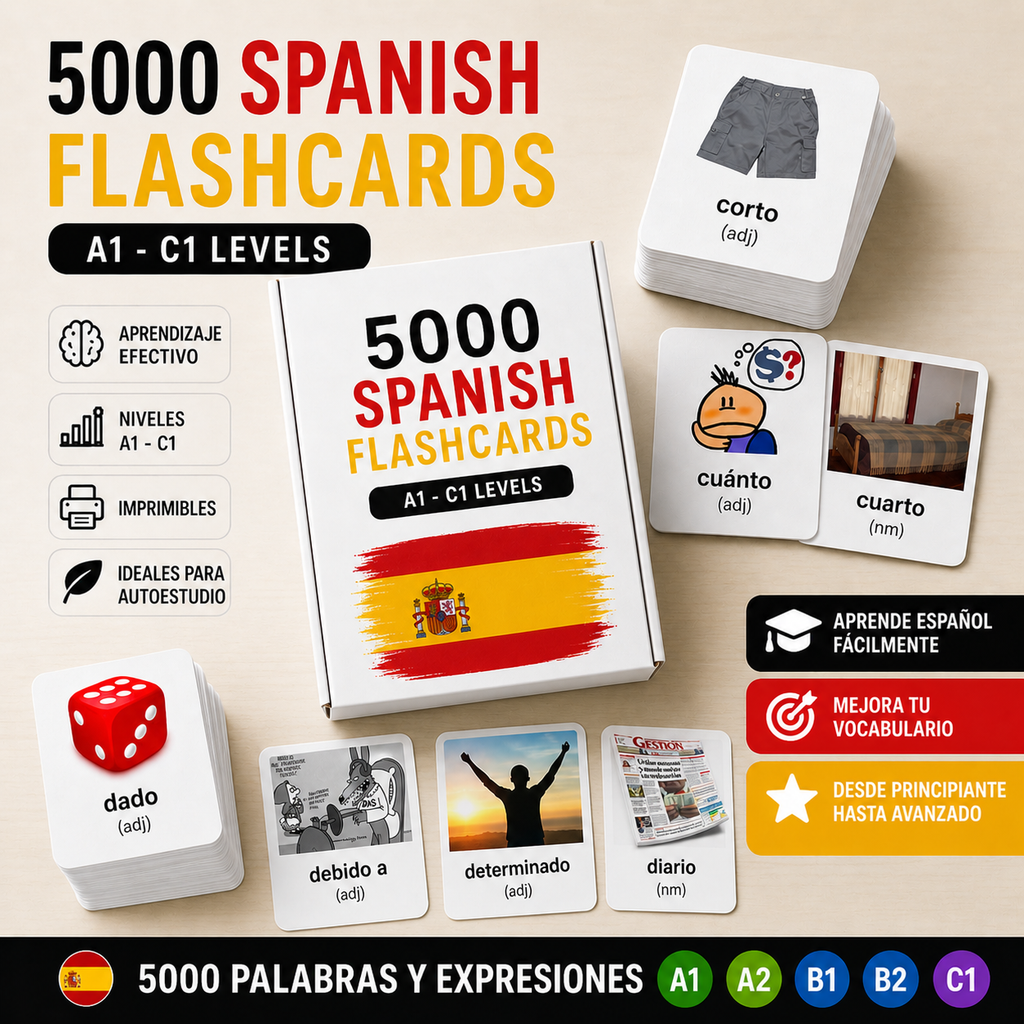 5000 Spanish Flashcards PDF for English Speakers | Learn Spanish Vocabulary