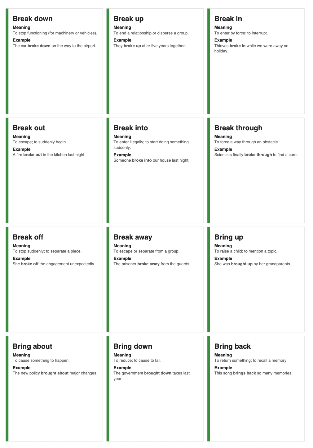 500 Phrasal Verbs Flashcards PDF | ESL Study Cards | Instant Download