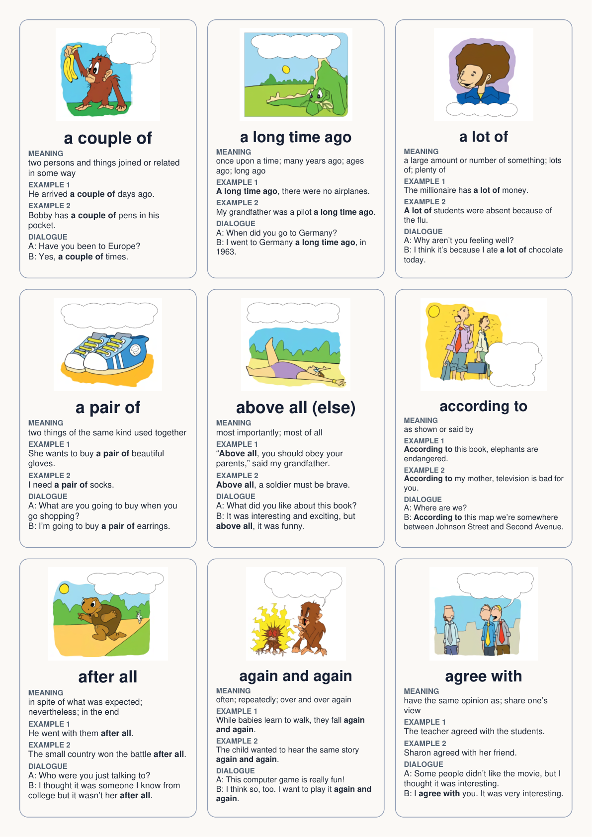 600 Illustrated English Idiom Flashcards – Printable ESL Learning Cards PDF