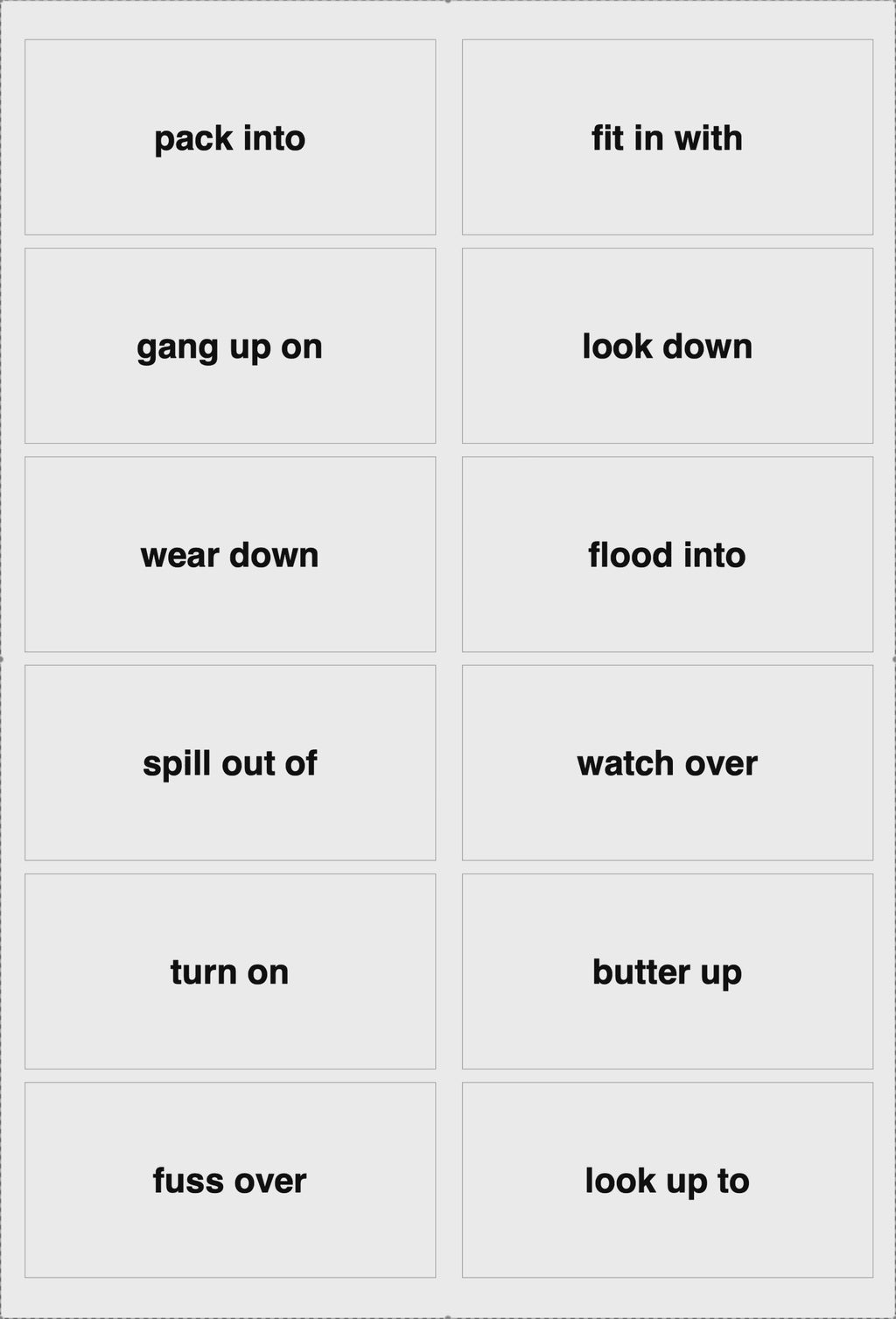 991 Phrasal Verb Flashcards PDF | Printable ESL Cards with Pictures